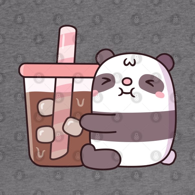 Cute Chubby Panda Bear Hugging Iced Coffee by rustydoodle